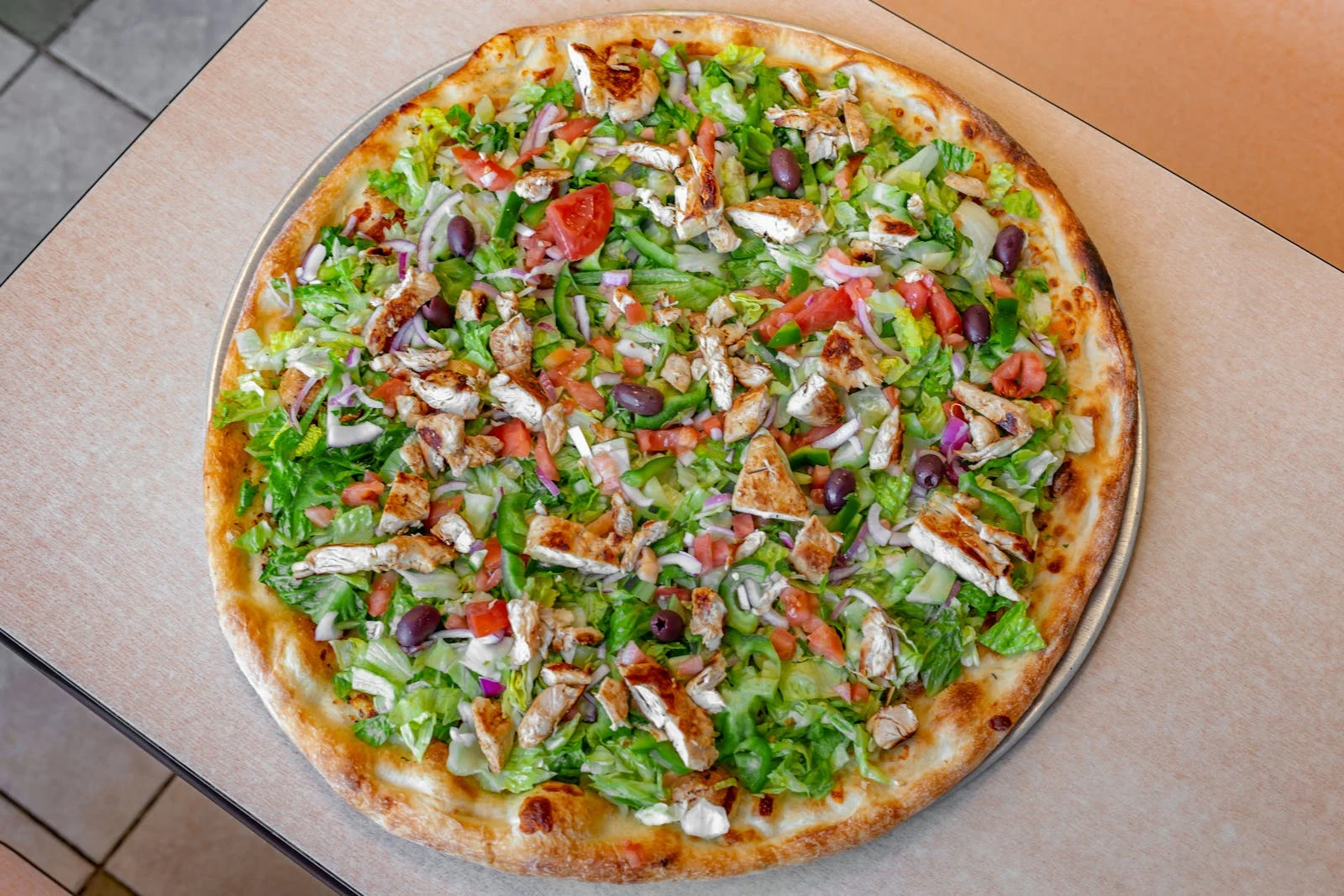 Chicken salad pizza